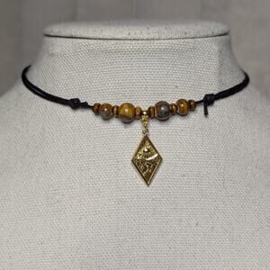 Sun And Moon Mountain Charm Ceramic Beaded Silver or Gold Hippie Choker Necklace